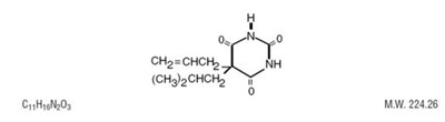 Structural formula for Butalbital. - butalbital acetaminophen and caffeine capsules 01