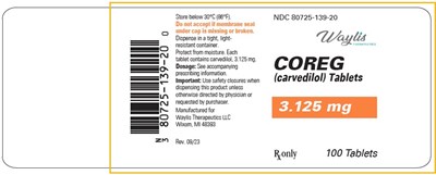 PRINCIPAL DISPLAY PANEL - 3.125 mg Tablet Bottle Label - coreg 06