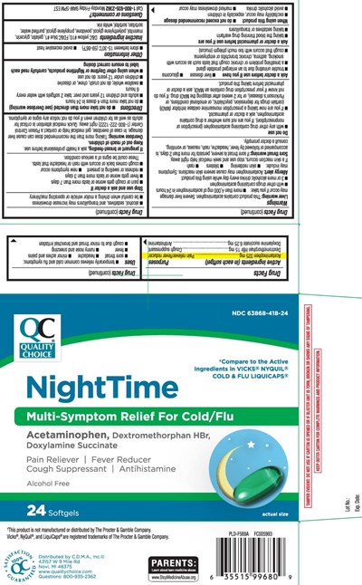Acetaminophen 325 mg, Dextromethorphan Hbr 15 mg, Doxylamine Succinate 6.25 mg (Nighttime No Pse Pe Softgels Pat 1)
