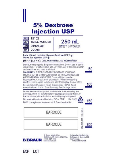 dextrose-5-10-percent-in-excel-4.jpg 250 mL container label L5102 - dextrose 5 10 percent in excel 4