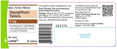 Dapagliflozin Tabletsrx Only5mgndc 70748-105-0630 Tablets Bottle Label (8aa1a0ad 3c2c 4534 Ad85 B536748300bf 07)