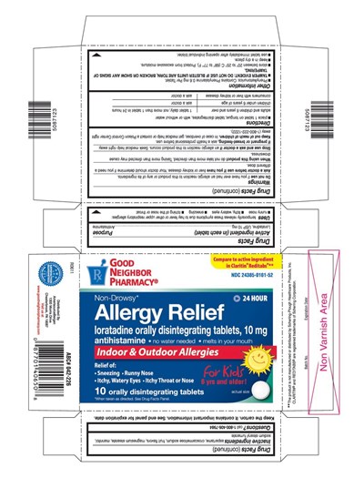 This is the 10 count blister carton label for Good Neighbor Pharmacy Loratadine ODT, 10 mg (Claritin like - for kids). - LoraKids