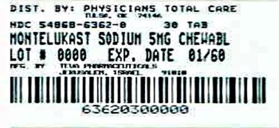 Montelukast Sodium Chewable Tablets 5 mg Label - 6362