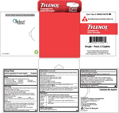tylenol-01.jpg PRINCIPAL DISPLAY PANEL - 2 Caplet Pouch Blister Pack - tylenol 01