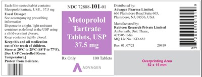 Ndc 72888-101-01 (Metoprolol Tartrate Tablets, USP 37.5 mg)