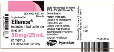 PRINCIPAL DISPLAY PANEL - 50 mg/25 mL Vial Label - ellence 09