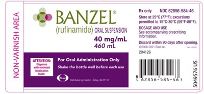 banzel-10.jpg PRINCIPAL DISPLAY PANELNDC 62856-583-14BANZEL®(rufinamide) TABLETS400 mg14 tablets - banzel 10