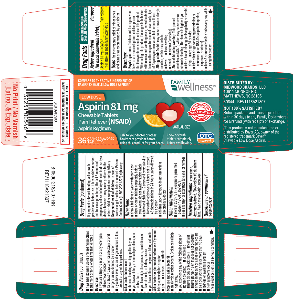 NDC 55319 218 Chewable Low Dose Aspirin Tablet Chewable Oral Label 