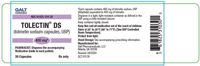 "image Description" (Tolmetin Sodium Caps 400mg Bottle Label)