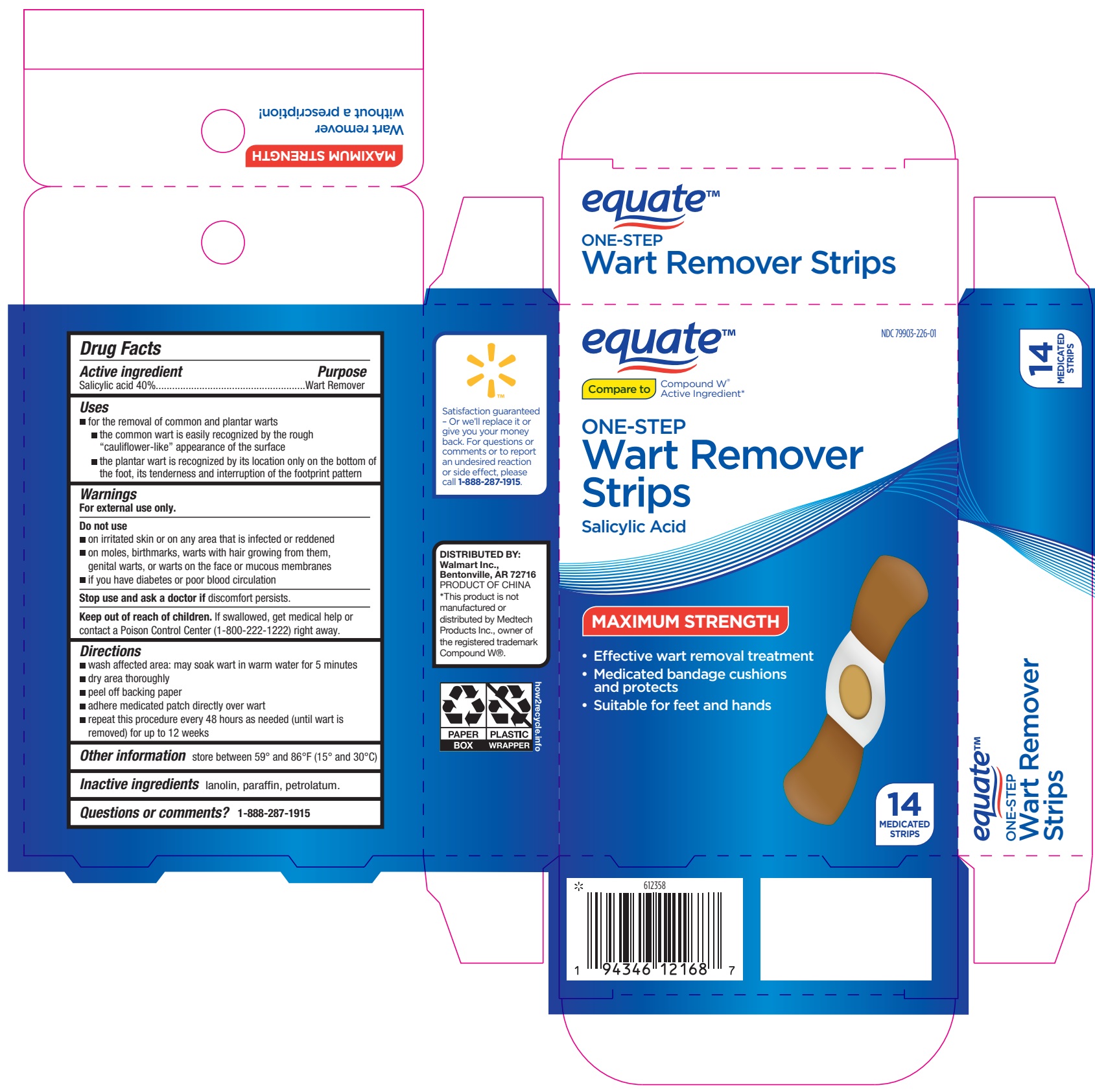 Equate One Step Wart Remover Strips - Images NDC 79903-226