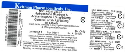 Hydrocodone Bitartrate And Acetaminophen (Label)