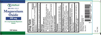 Ndc 58657-120-12magnesium Oxide400 mg241.3 Elemental Magnesium Antacid120 Tablets (Magnesium Oxide 01)