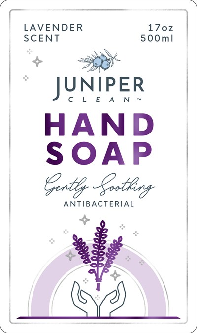 Lavender Front (Juniperclean Label Handsoap Pump 500ml Foil Lavender V9 01)