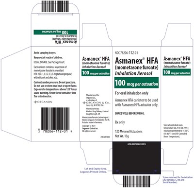 asmanex-hfa-08.jpg PRINCIPAL DISPLAY PANEL - 100 mcg Canister Carton - asmanex hfa 08