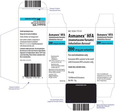 asmanex-hfa-09.jpg PRINCIPAL DISPLAY PANEL - 200 mcg Canister Carton - asmanex hfa 09