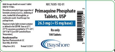 primaquine-01.jpg PRINCIPAL DISPLAY PANEL - 26.3 mg Tablet Bottle Label - primaquine 01