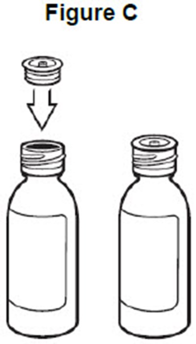 image of how to insert the adaptor into the bottle - fig c