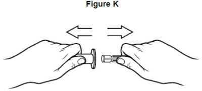 image of removing the plunger from the barrel of the oral syringe - fig k