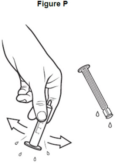 image of shaking excess water from the barrel and plunger - fig p