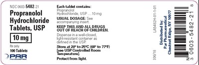 propranololhcl-2.jpg Image of a label for Propranolol Hydrochloride Tablets USP 10 mg. - propranololhcl 2