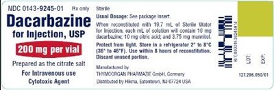 vial - dacarbazine for injection usp 2
