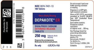 depakote-er-spl-06.jpg NDC 0074-7126-11 100 Tablets TO OPEN Tear Back Along Perforation Dispense the accompanying Medication Guide to each patient. Rx only Once-Daily Dosing DEPAKOTE® ER DIVALPROEX SODIUM EXTENDED-RELEASE TABLETS 500 mg Valproic Acid Activity Tamper-Evident: Do not accept if opened or seal has been broken. THIS PACKAGE FOR HOUSEHOLDS WITHOUT YOUNG CHILDREN - depakote er spl 06