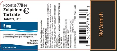 Image Description (Zolpidem Tartrate Tabs 5mg Bottle Label)