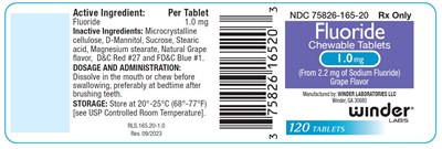 FLUORIDE_1.0mg.jpg FLUORIDE CHEWABLE TABLETS 1.0mg 120 count pack size - FLUORIDE 1.0mg