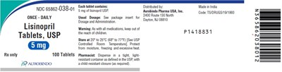 lisinopril-fig2.jpg PACKAGE LABEL-PRINCIPAL DISPLAY PANEL - 5 mg (100 Tablets Bottle) - lisinopril fig2