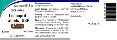 lisinopril-fig6.jpg PACKAGE LABEL-PRINCIPAL DISPLAY PANEL - 40 mg (100 Tablets Bottle) - lisinopril fig6