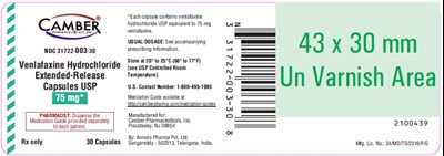 Venlafaxine Hydrochloride 75mg 30 capsules - venlafaxine hydrochloride 75mg 30 capsules