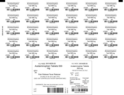 Principal Display Panel Acetaminophen Tabs 500 mg Unit-dose (Acetaminophen Tabs 500mg   8250 2)
