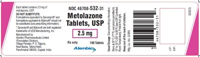 100 Tablets - metolazone 2 5