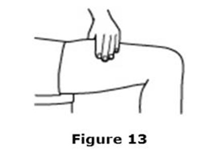 aranesp-0c.jpg Use the other hand to pinch a fold of skin at the cleaned injection site. Do not touch the cleaned area of skin. See Figure 13. - aranesp 0c