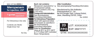 Meropenem-1g-vial.jpg PRINCIPAL DISPLAY PANEL - 1 g Vial Label - Meropenem 1g vial