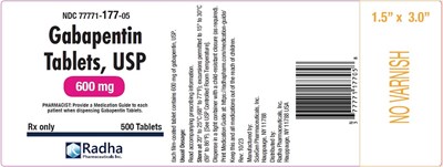 Gabapentin Tablets, Usp 600 mg (500 Tablets label)