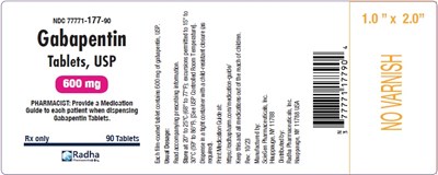 Gabapentin Tablets, Usp 600 mg (100 Tablets label)