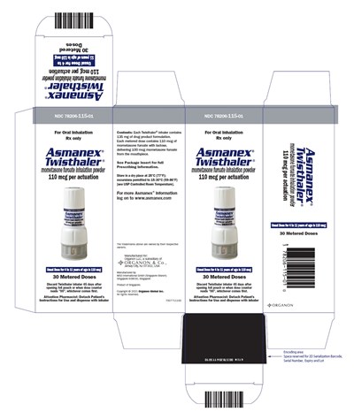 asmanex-10.jpg PRINCIPAL DISPLAY PANEL - 110 mcg - 30 Dose Inhaler Pouch Carton - asmanex 10