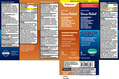 mucus-relief-daytime-and-nighttime-sinus-softgels-1.jpg Acetaminophen 325 mg, Dextromethorphan HBr 10 mg, Guaifenesin 200 mg, Phenylephrine HCI 5 mg Acetaminophen 325 mg, Dextromethorphan HBr 10 mg, Doxylamine Succinate 6.25 mg, Phenylephrine HCI 5 mg - mucus relief daytime and nighttime sinus softgels 1