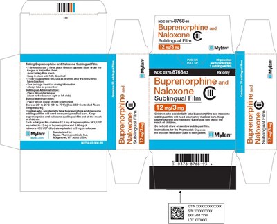 Buprenorphine And Naloxone Sublingual Film 12 mg/3 mg Carton Label (Image 04)