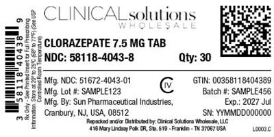 Clorazepate 7.5mg Tablet 30ct Blister Card (Clorazepate 03)