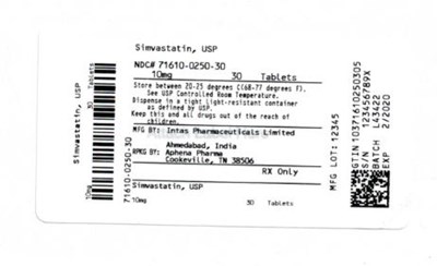 Bottle Label 10 mg (71610 0250 30)