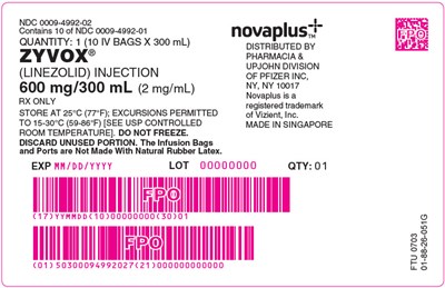 PRINCIPAL DISPLAY PANEL - 600 mg/300 mL Bag Box Label - zyvox novaplus 06