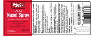 Winco Foods Saline Nasal Spray Sodium Chloride/ Moisturizer  1.5fl Oz (45 mL) (Image 01)