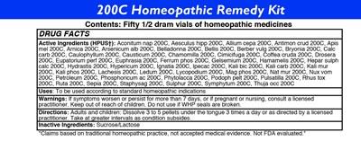 200c Remedy Kit Label (Whp 200c Homeopathic Remedy Kit)