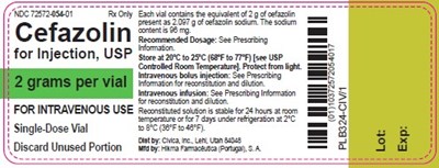 Vial Label (Cefazolin For Injection Usp 2g   Civica 2)