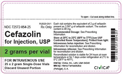 Carton Label (Cefazolin For Injection Usp 2g   Civica 3)