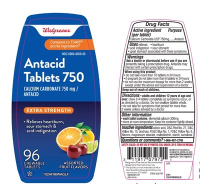 Walgreens Antacid Tablets 750 Extra Strength  Assorted Fruit Flavors 96  Chewable Tablets (102af96pvlflb)