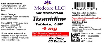 4 mg Tablet Bottle Label (Tizanidine 6)