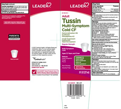 Dextromethorphan HBr 20 mg, Guaifenesin 200 mg, Phenylephrine HCI 10 mg - tussin cf multi symptom cold liquid 1